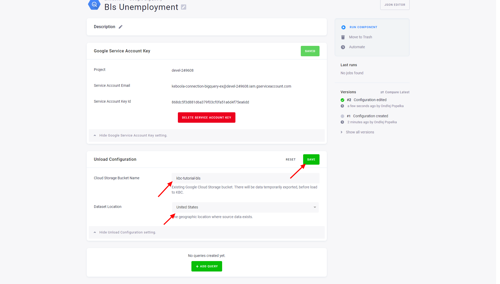 Screenshot - Big Query Unload